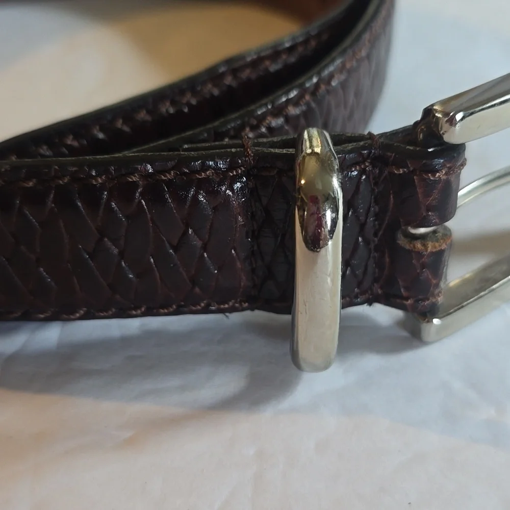 J.Riggings Mens Dark brown Premium leather Woven Dress Belt LUXURY Sz.38